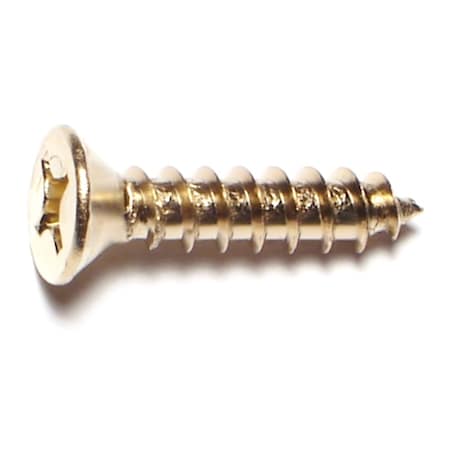 Midwest Fastener Sheet Metal Screw, #12 x 1 in, Brass Plated Steel Flat Head Phillips Drive, 25 PK 64136